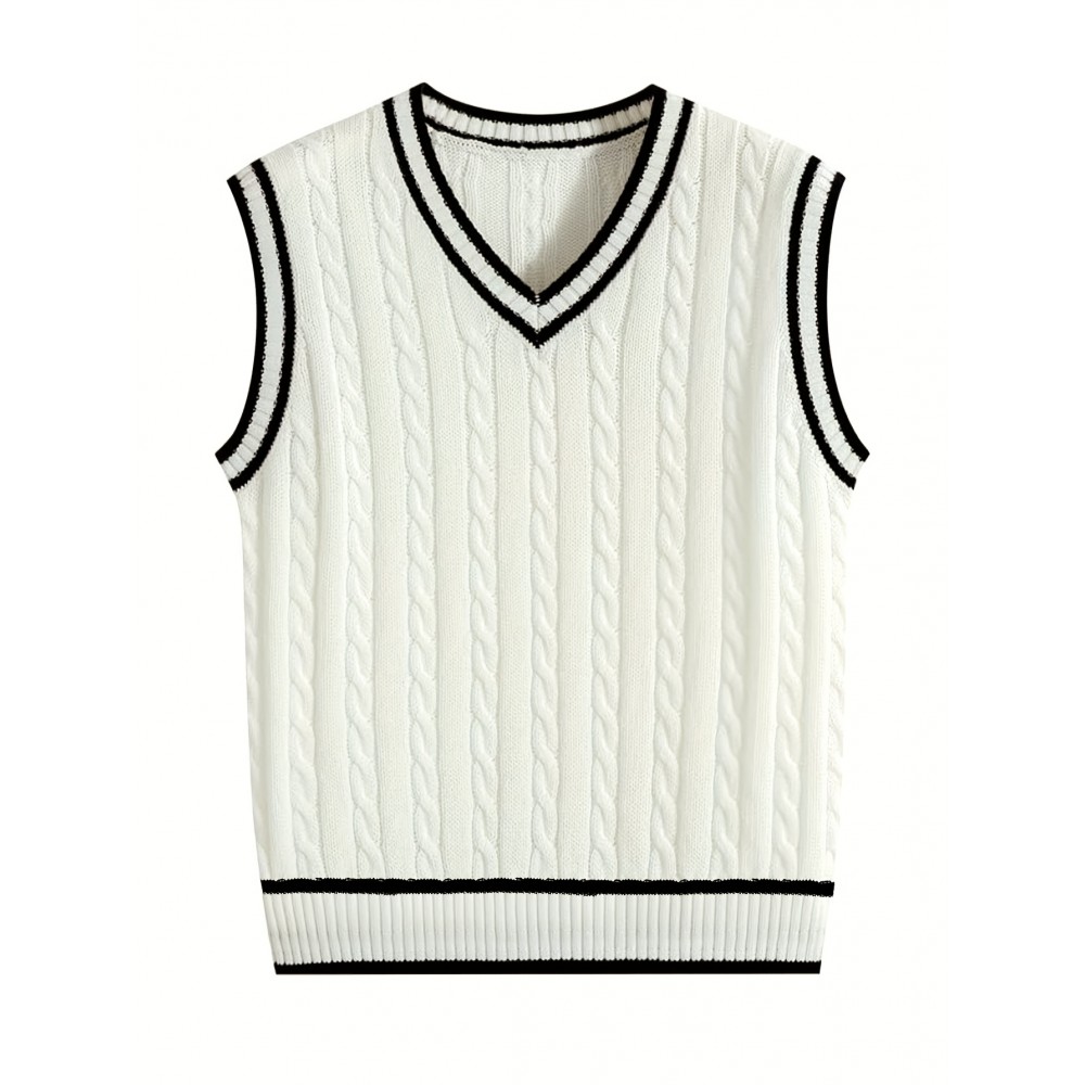 Men's Preppy Striped Color-Block Casual Versatile Knit Vest