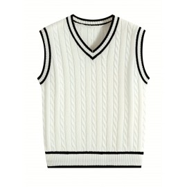 Men's Preppy Striped Color-Block Casual Versatile Knit Vest